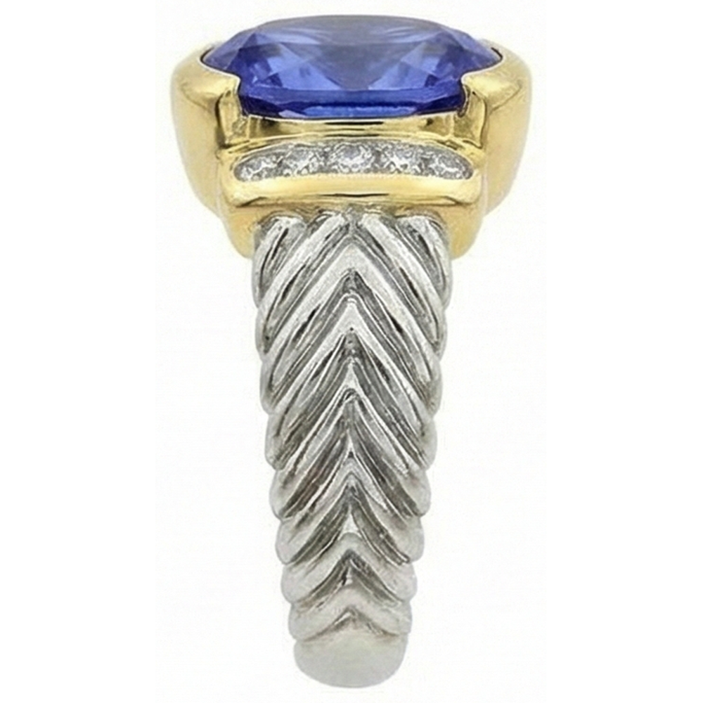 vero round tanzanite 3.50carati anello con accenti diamanti