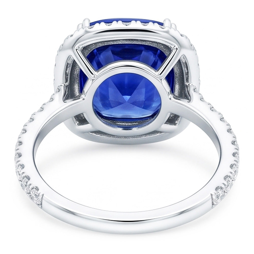 Anello con doppio alone di zaffiro blu Gioielli in oro 14K con diamanti 5 carati