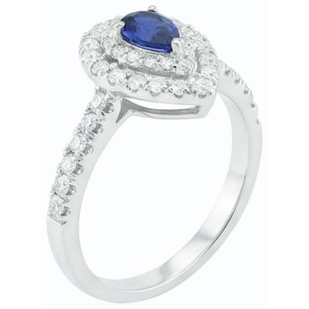 vero pear diamante 3carati anello vista di profilo
