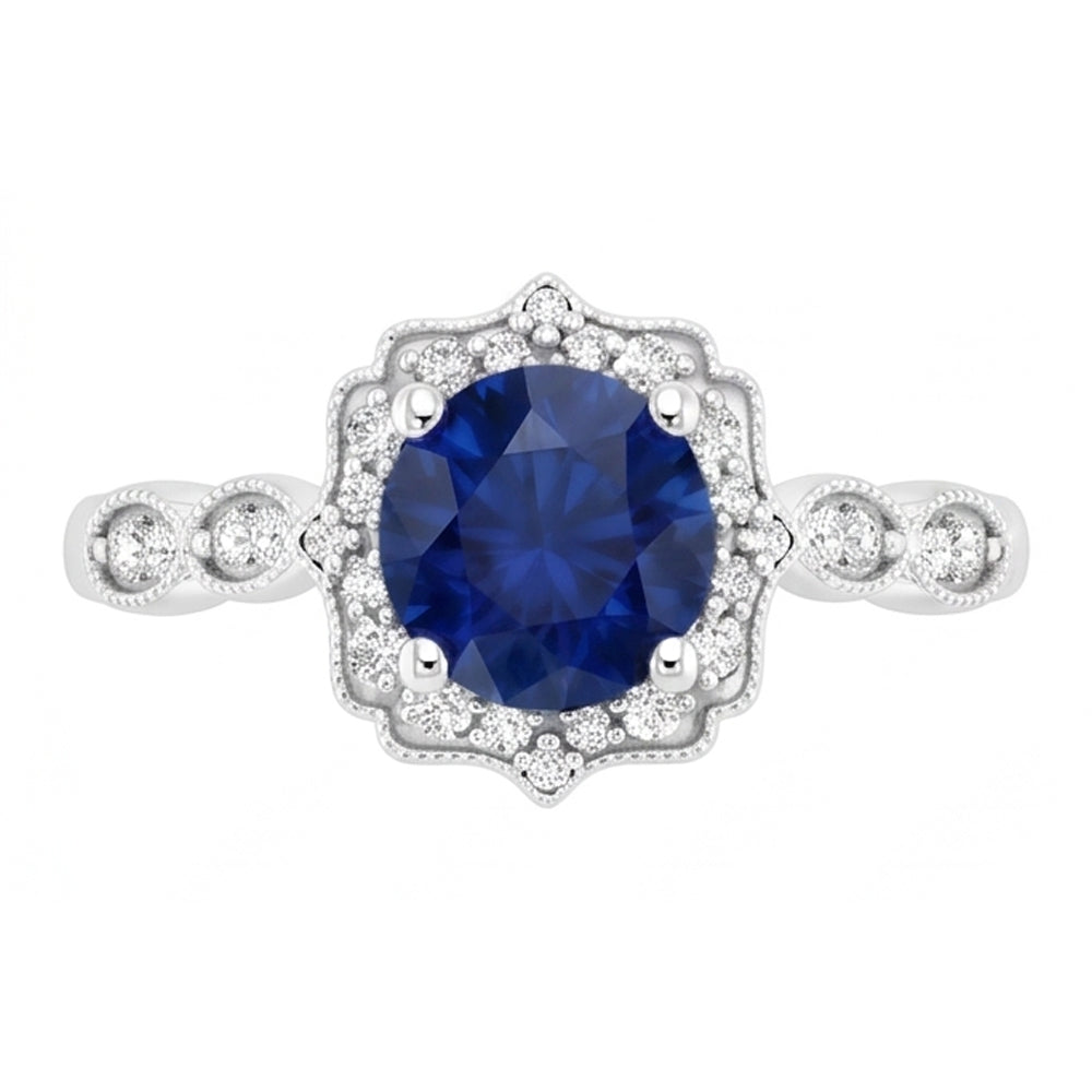 Anello con gemma di zaffiro dello Sri Lanka a taglio rotondo da 1,40 ct