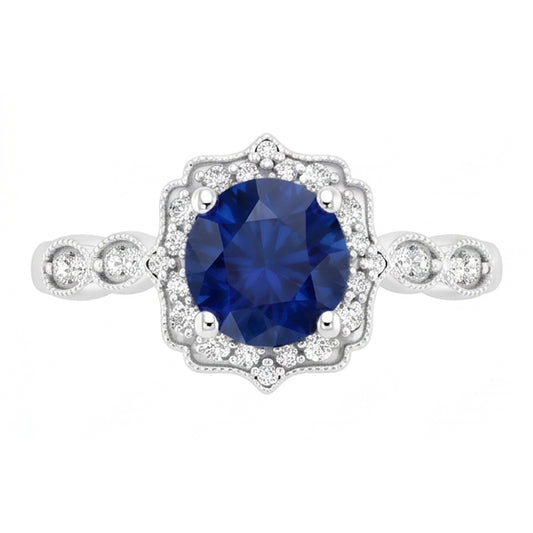 Anello con gemma di zaffiro dello Sri Lanka a taglio rotondo da 1,40 ct