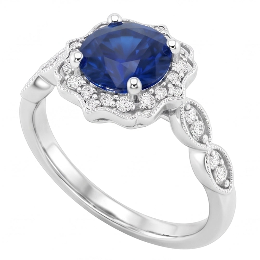 Anello con gemma di zaffiro dello Sri Lanka a taglio rotondo da 1,40 ct