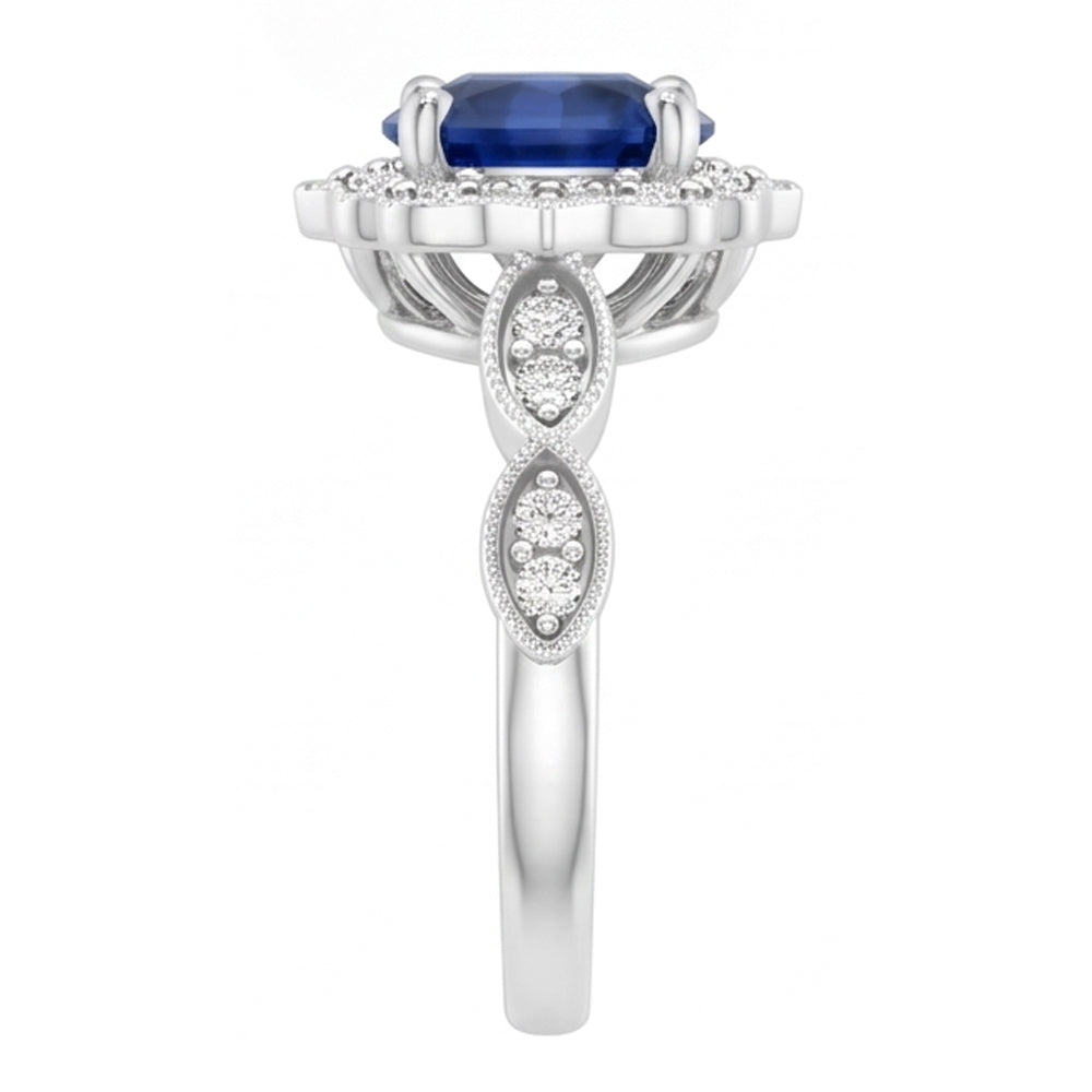 Anello con gemma di zaffiro dello Sri Lanka a taglio rotondo da 1,40 ct