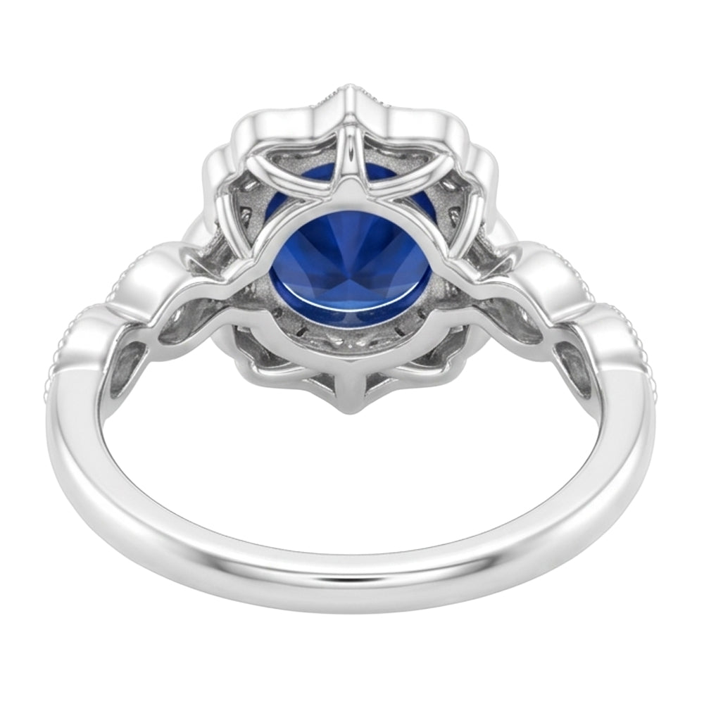Anello con gemma di zaffiro dello Sri Lanka a taglio rotondo da 1,40 ct