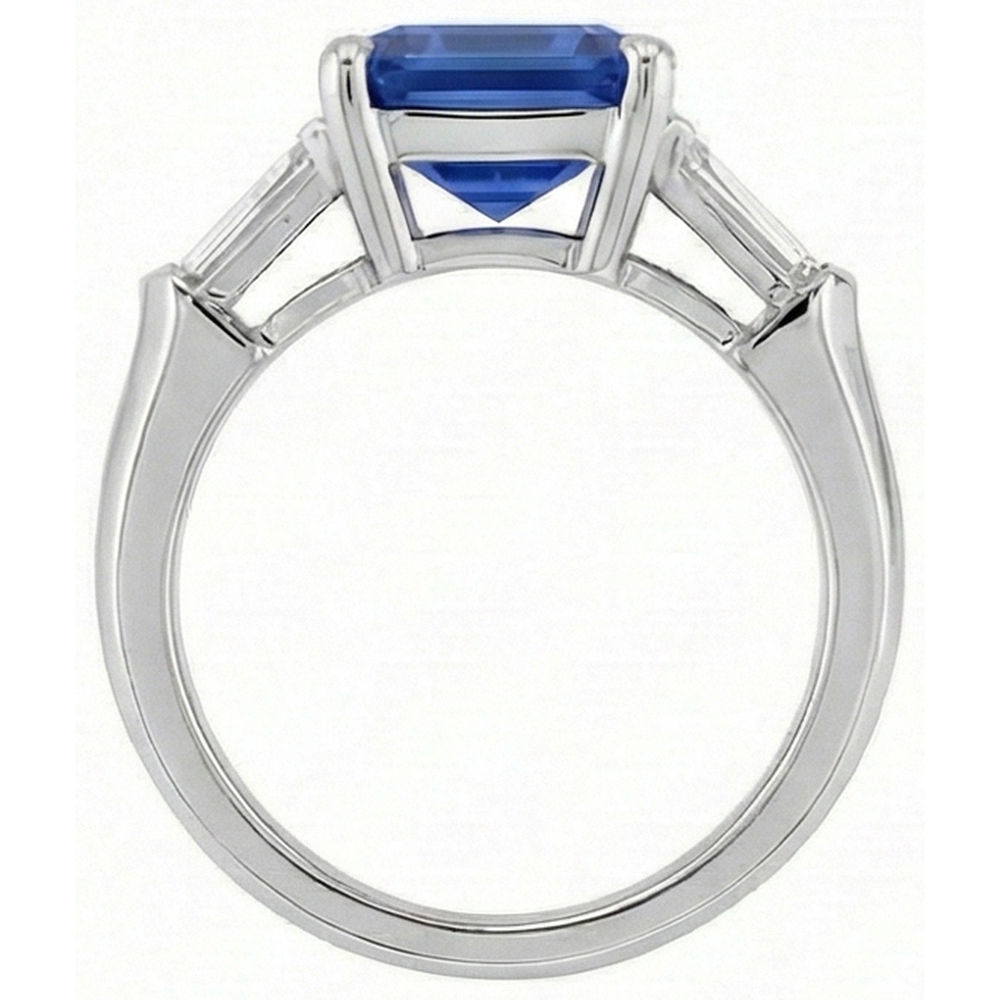 vero baguette diamante 6carati anello vista di profilo