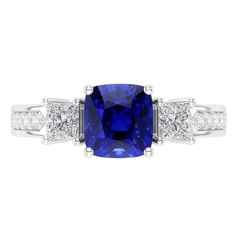 Anello con gemme di zaffiro di Ceylon Princess e diamanti rotondi 2.50 carati