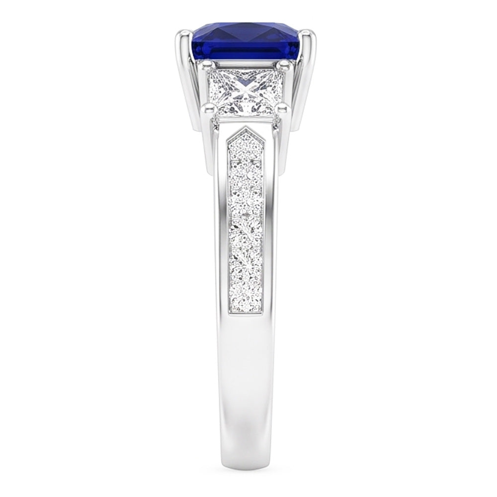 Anello con gemme di zaffiro di Ceylon Princess e diamanti rotondi 2.50 carati