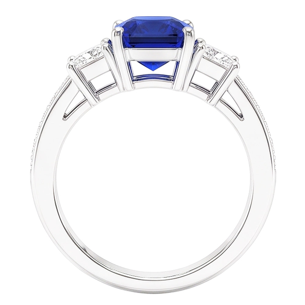 Anello con gemme di zaffiro di Ceylon Princess e diamanti rotondi 2.50 carati