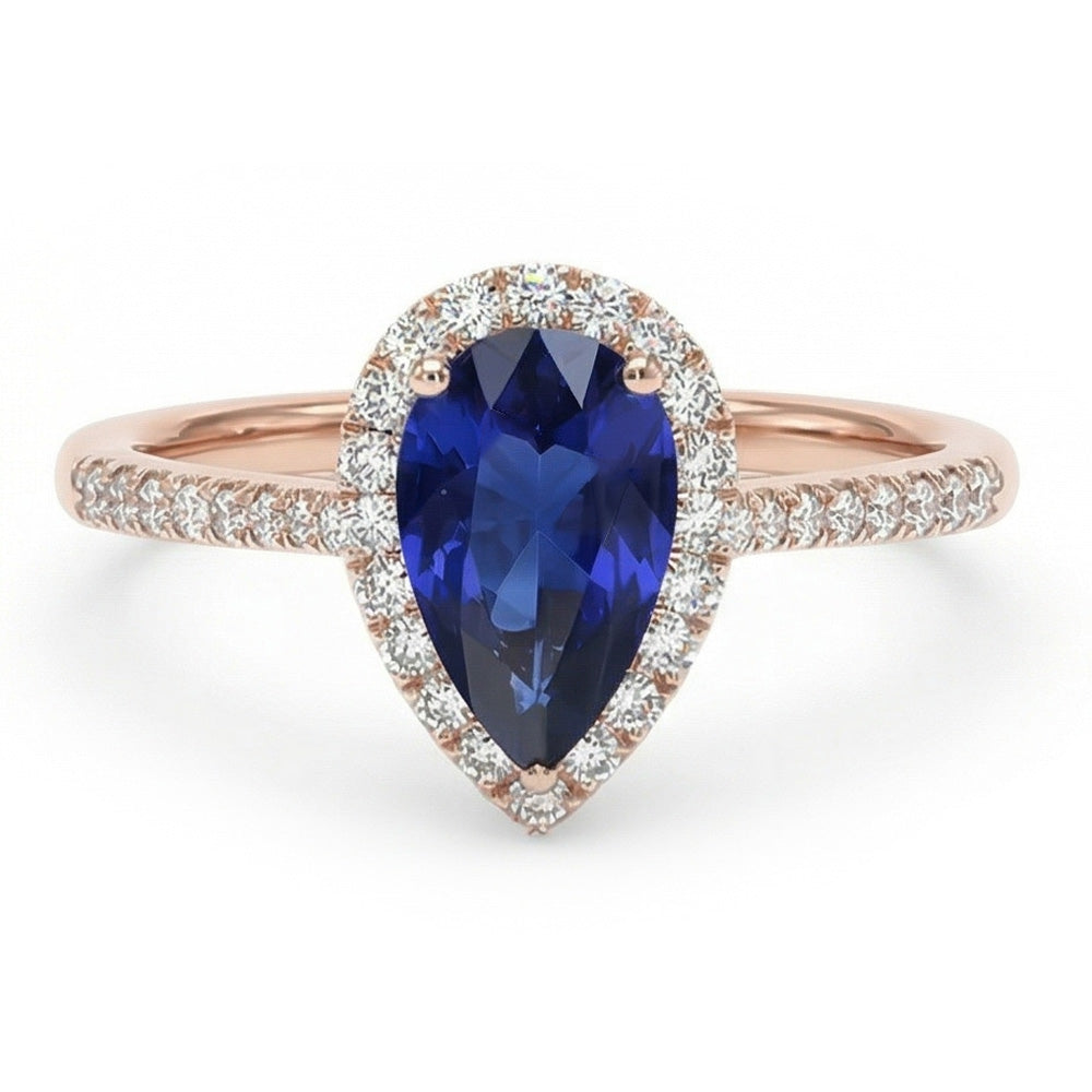 vero pear diamante 3.50carati anello vista frontale