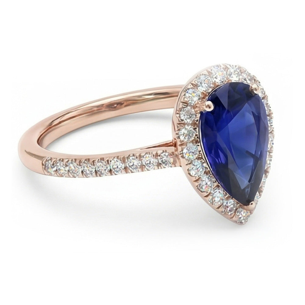 vero pear diamante 3.50carati anello angolo laterale