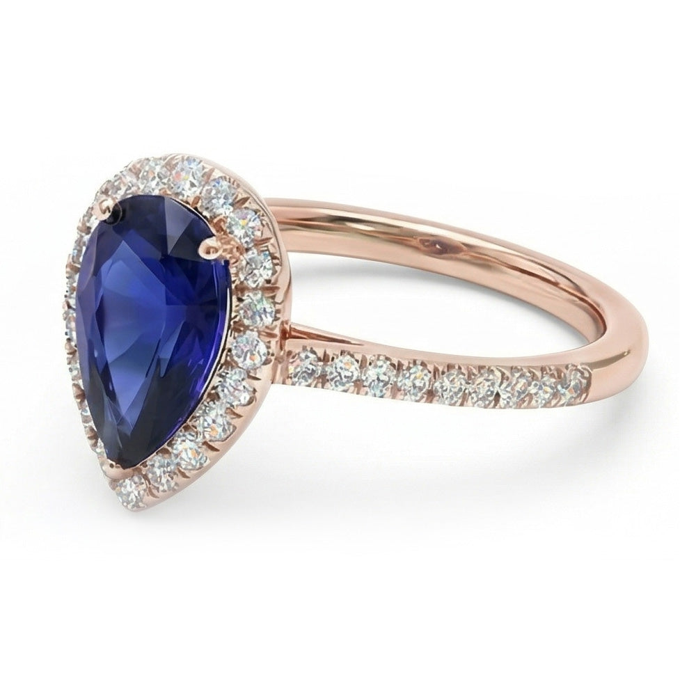 vero pear diamante 3.50carati anello dettaglio ravvicinato