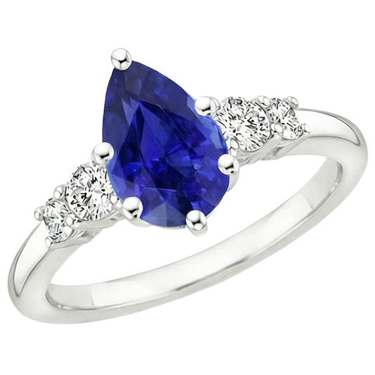 Anello con pietra blu