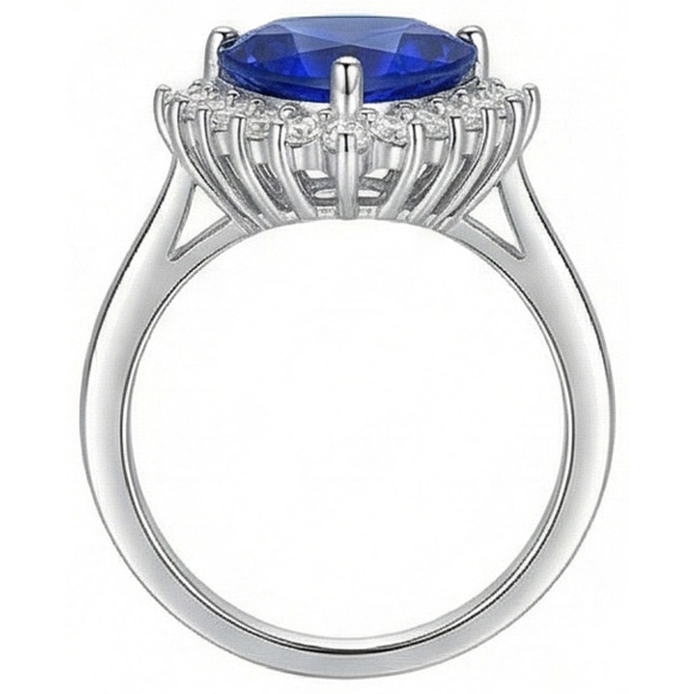 Anello con pietra preziosa 3.50 trilioni di carati di diamanti con zaffiro blu di Ceylon
