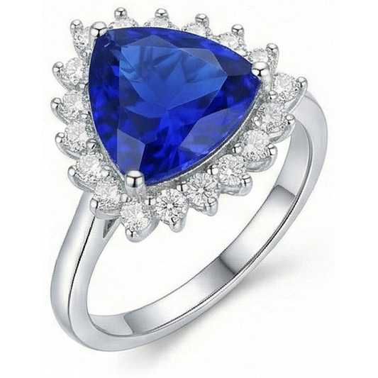 Anello con pietra preziosa 3.50 trilioni di carati di diamanti con zaffiro blu di Ceylon