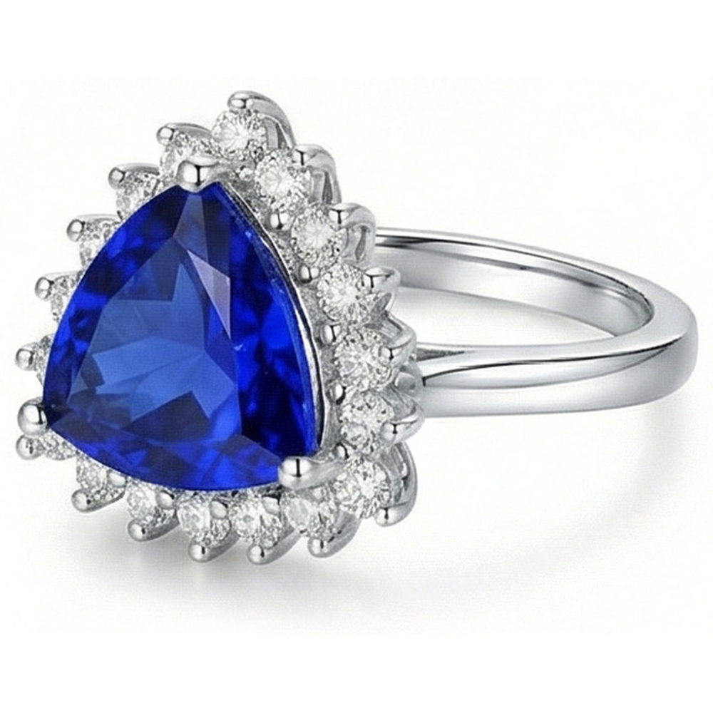 Anello con pietra preziosa 3.50 trilioni di carati di diamanti con zaffiro blu di Ceylon