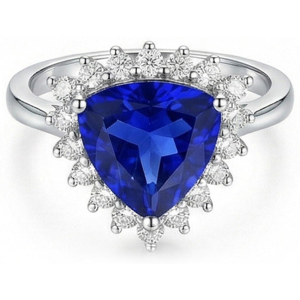 Anello con pietra preziosa 3.50 trilioni di carati di diamanti con zaffiro blu di Ceylon