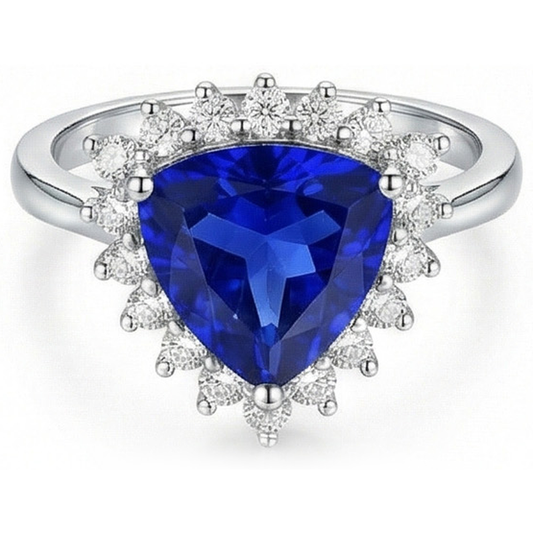 Anello con pietra preziosa 3.50 trilioni di carati di diamanti con zaffiro blu di Ceylon