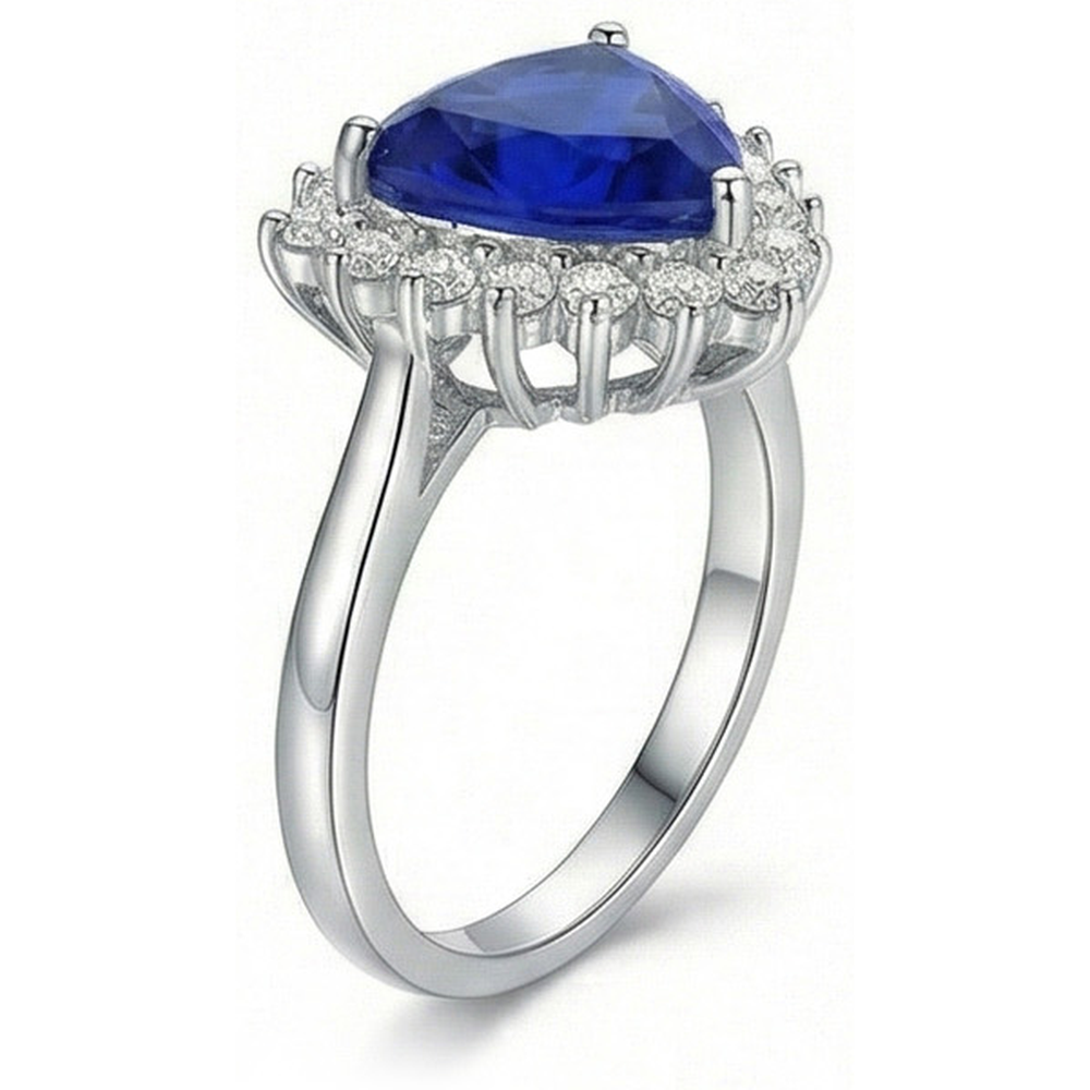 Anello con pietra preziosa 3.50 trilioni di carati di diamanti con zaffiro blu di Ceylon