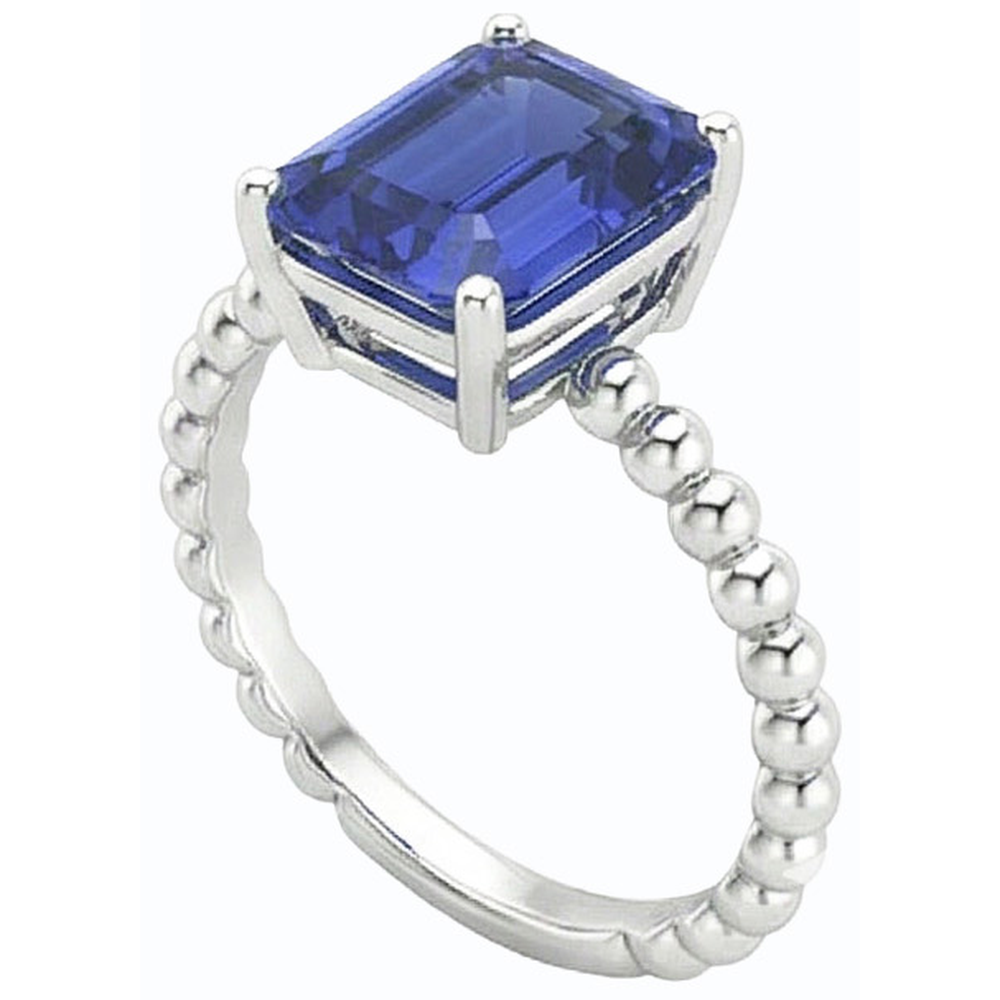 vero emerald zaffiro 3carati anello vista di profilo