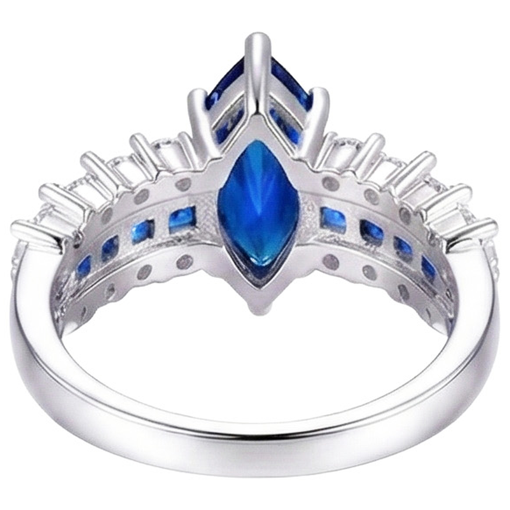 Anello con pietre preziose Marchesa e zaffiro blu principessa 6.50 carati