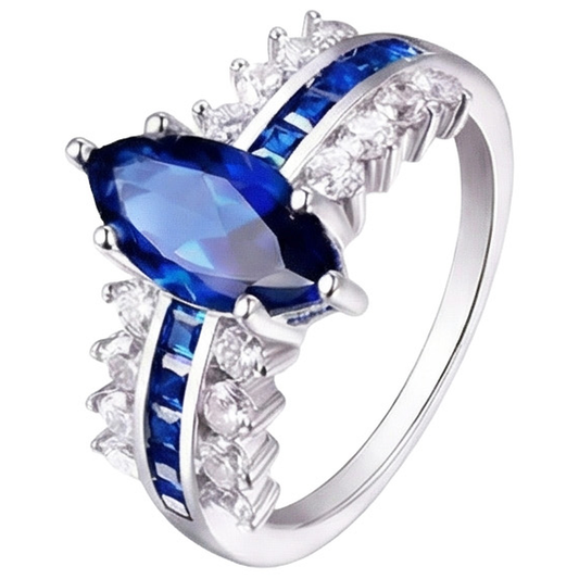 Anello con pietre preziose Marchesa e zaffiro blu principessa 6.50 carati