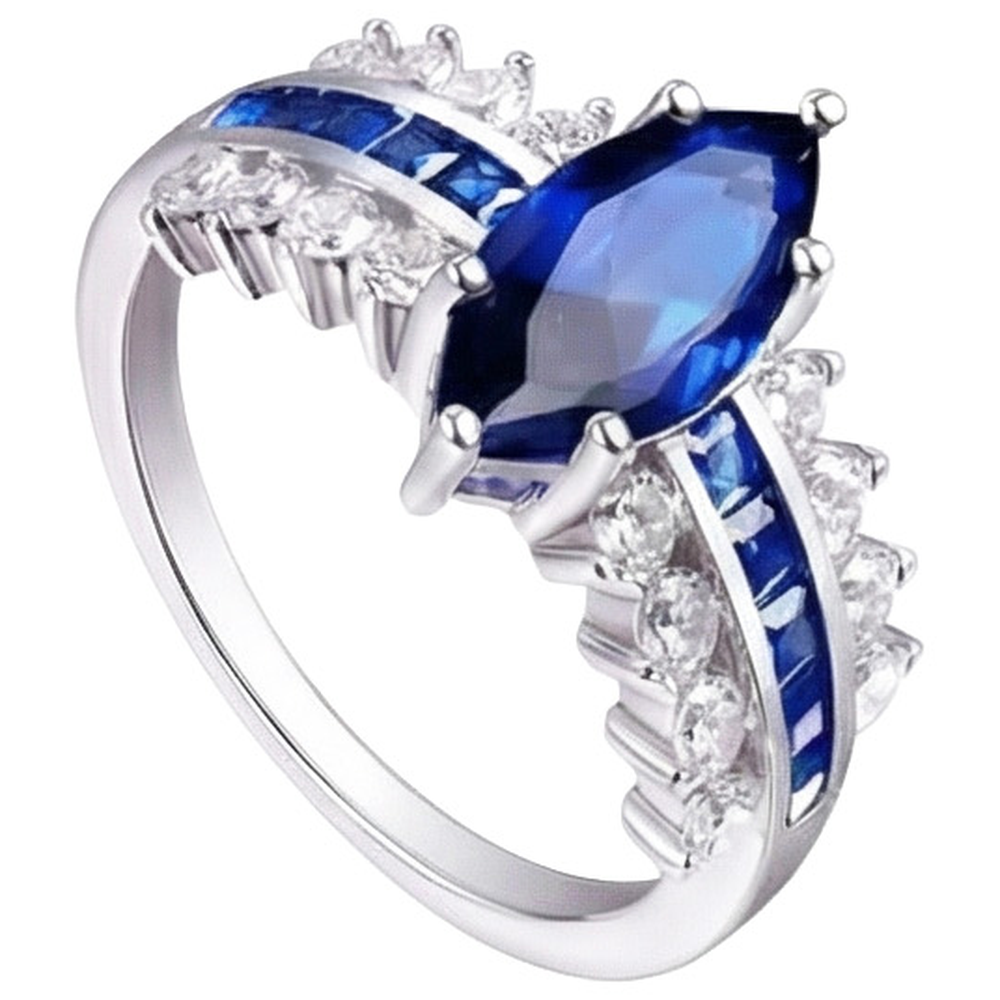 Anello con pietre preziose Marchesa e zaffiro blu principessa 6.50 carati