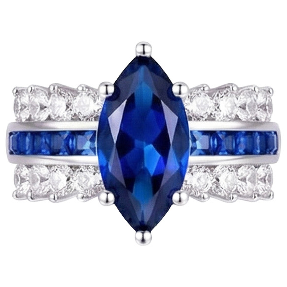 Anello con pietre preziose Marchesa e zaffiro blu principessa 6.50 carati