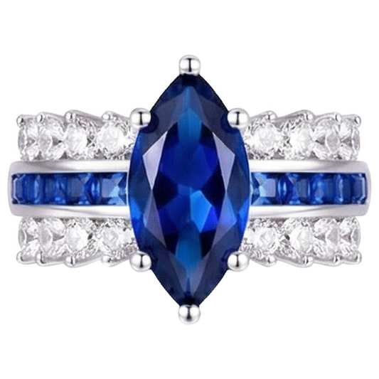 Anello con pietre preziose Marchesa e zaffiro blu principessa 6.50 carati