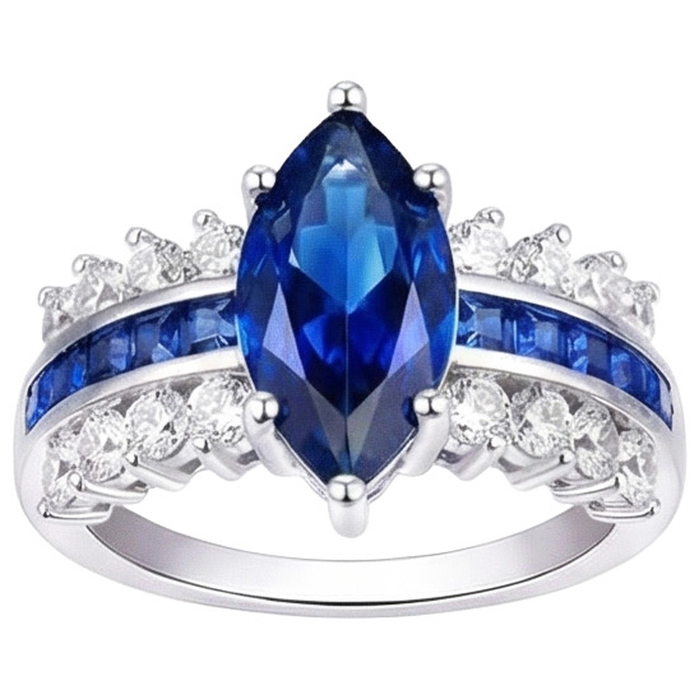 Anello con pietre preziose Marchesa e zaffiro blu principessa 6.50 carati