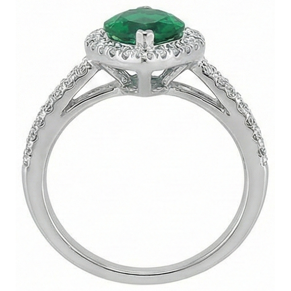 Anello con pietre preziose Verde Smeraldo Marchese 14K e diamanti rotondi 3,35 ct.
