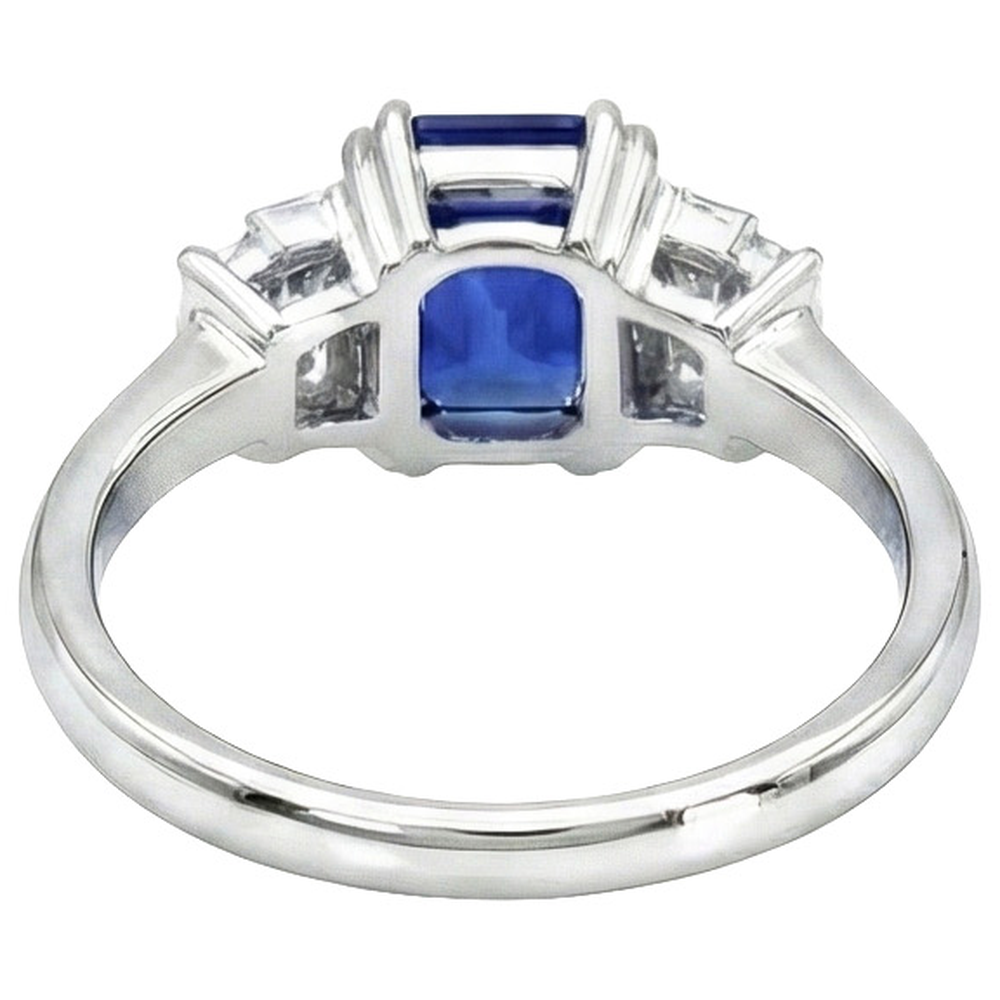 vero baguette diamante 3carati anello vista di profilo