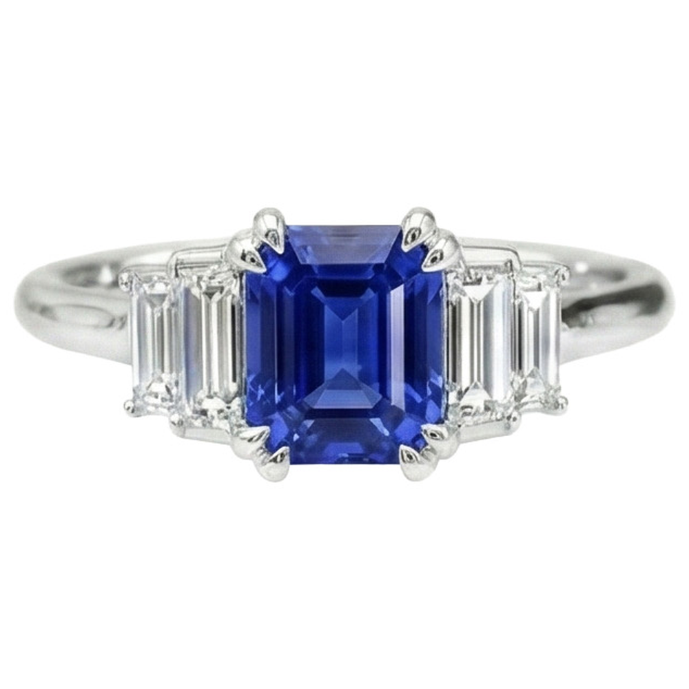 vero baguette diamante 3carati anello angolo laterale