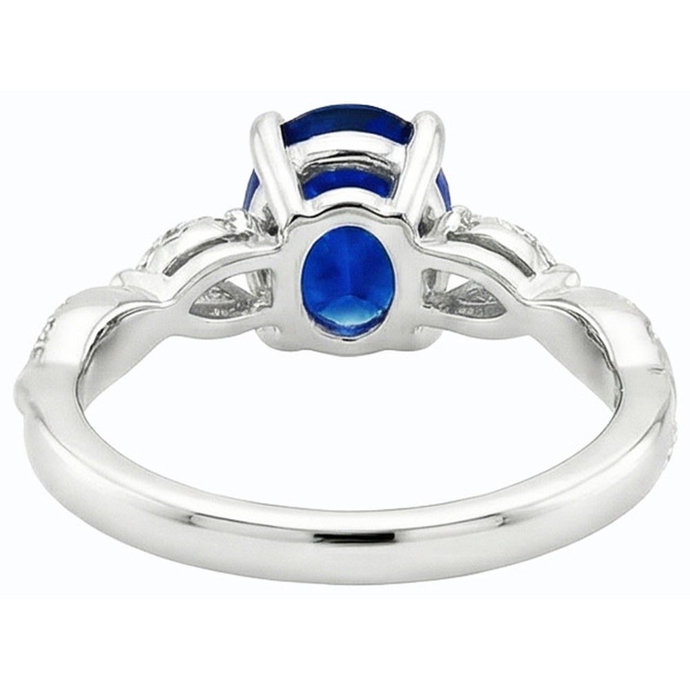 Anello con pietre preziose blu zaffiro con marquise e accenti rotondi 4.50 carati