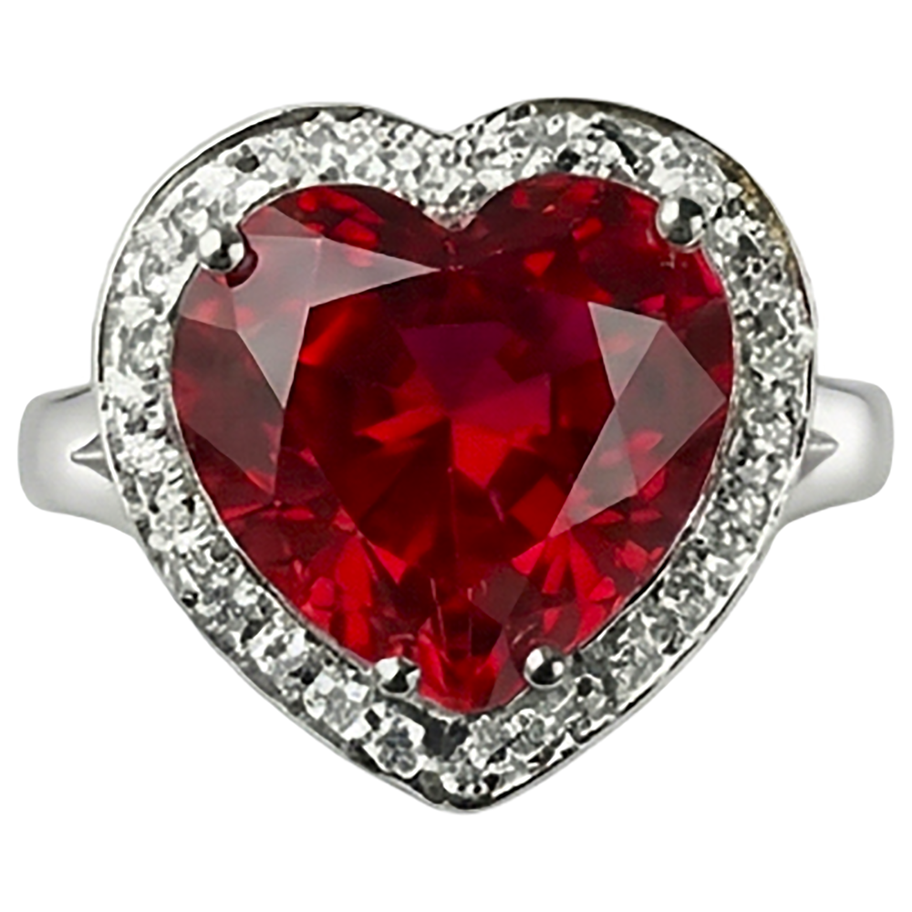 Anello con pietre preziose in oro 14K da 7,25 ct con rubino rosso e gioielli con diamanti