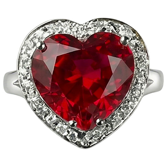 Anello con pietre preziose in oro 14K da 7,25 ct con rubino rosso e gioielli con diamanti
