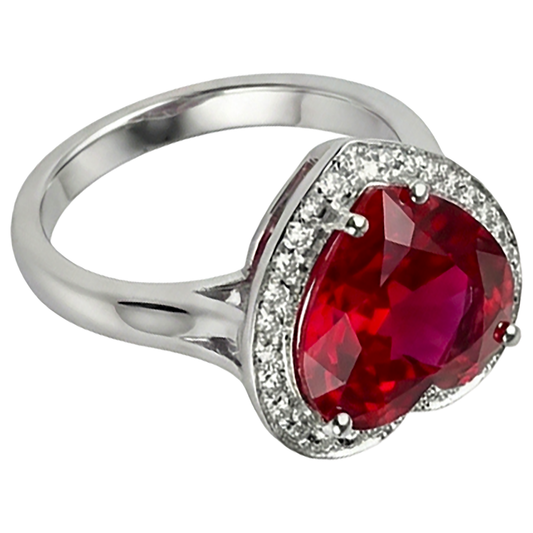 Anello con pietre preziose in oro 14K da 7,25 ct con rubino rosso e gioielli con diamanti