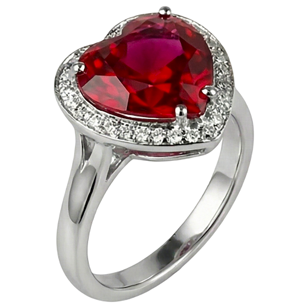 Anello con pietre preziose in oro 14K da 7,25 ct con rubino rosso e gioielli con diamanti