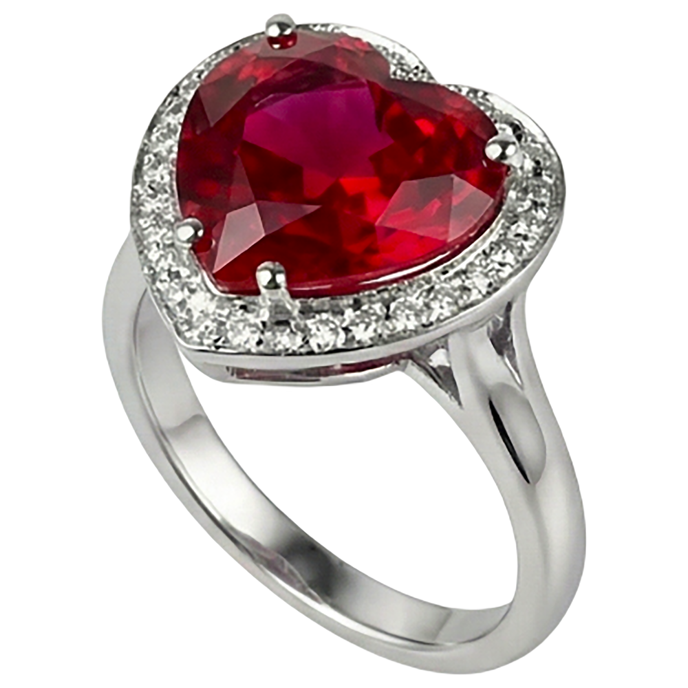 Anello con pietre preziose in oro 14K da 7,25 ct con rubino rosso e gioielli con diamanti