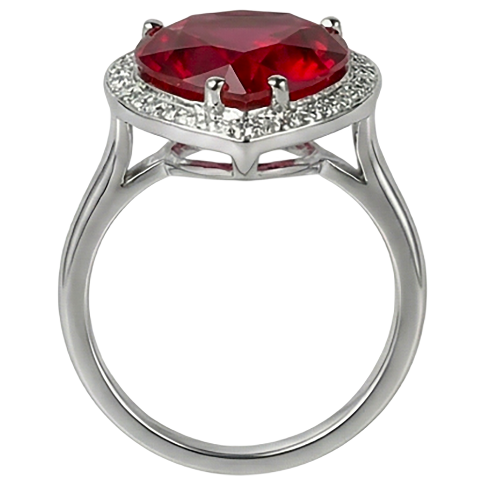 Anello con pietre preziose in oro 14K da 7,25 ct con rubino rosso e gioielli con diamanti