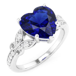 Anello con pietre preziose taglio cuore zaffiro dello Sri Lanka stile farfalla 3 carati