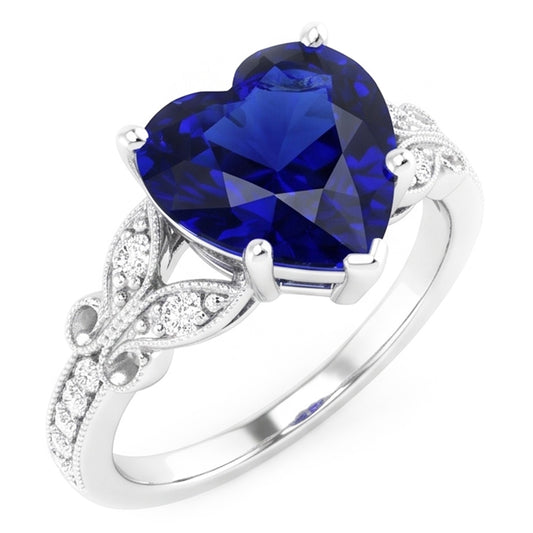 Anello con pietre preziose taglio cuore zaffiro dello Sri Lanka stile farfalla 3 carati