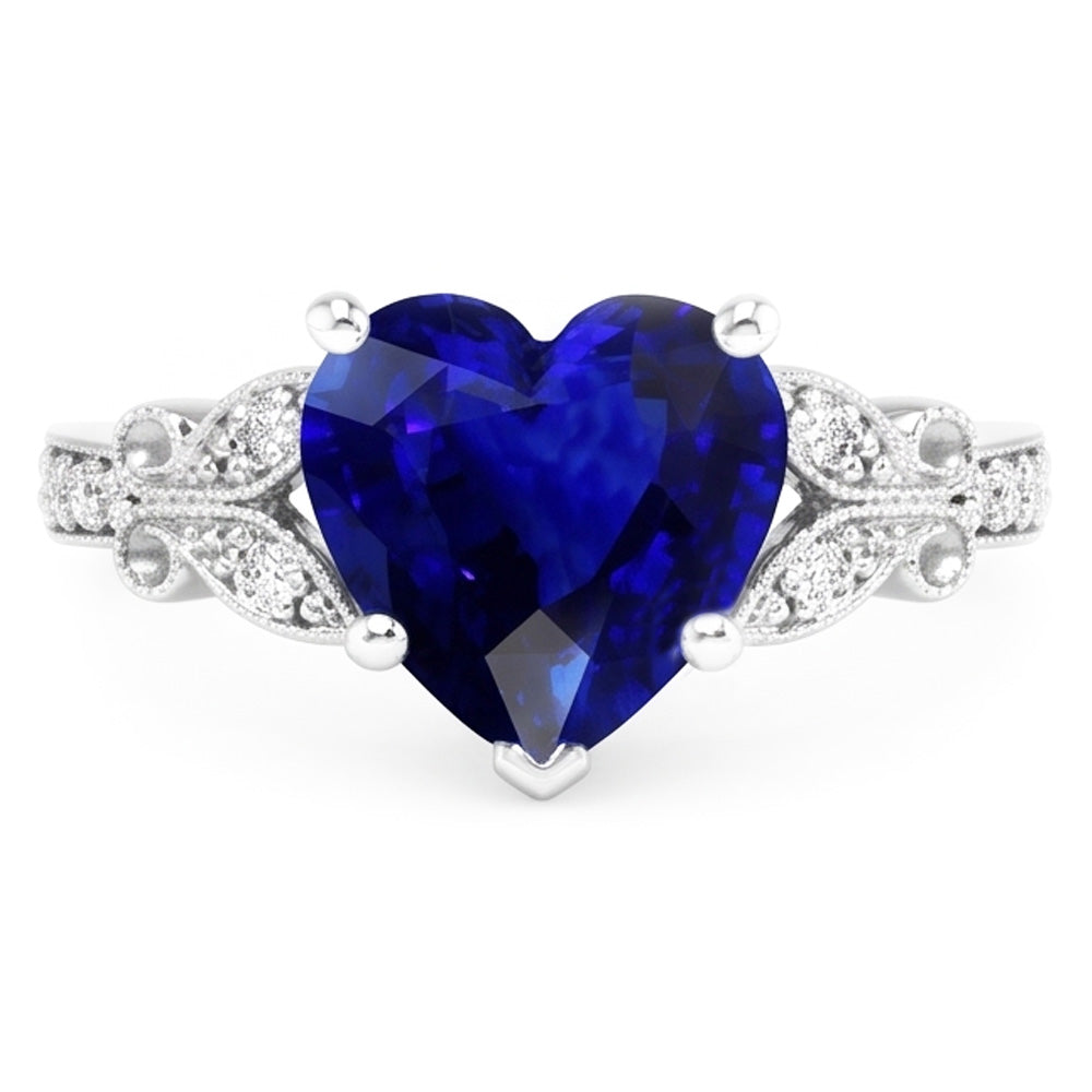 Anello con pietre preziose taglio cuore zaffiro dello Sri Lanka stile farfalla 3 carati