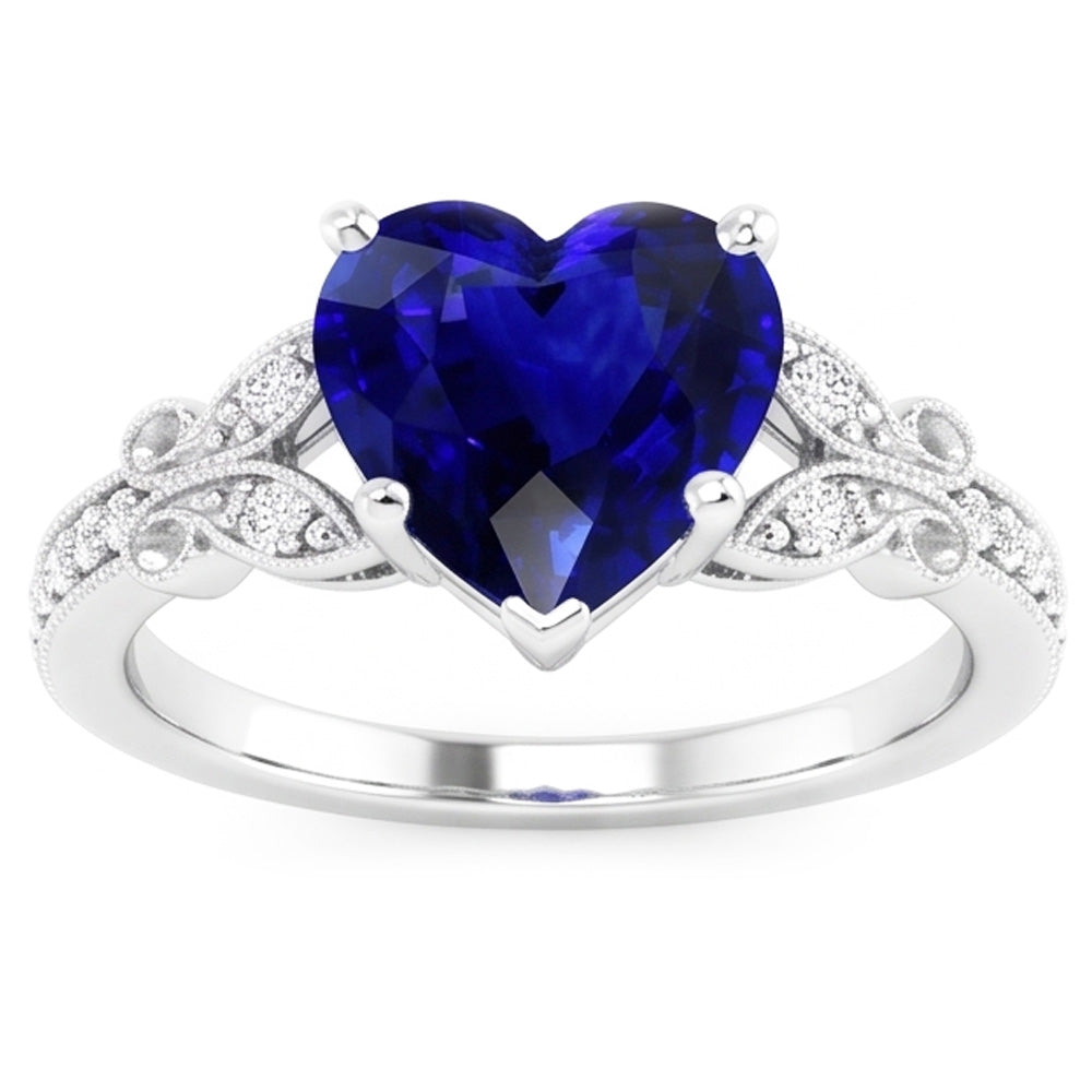Anello con pietre preziose taglio cuore zaffiro dello Sri Lanka stile farfalla 3 carati