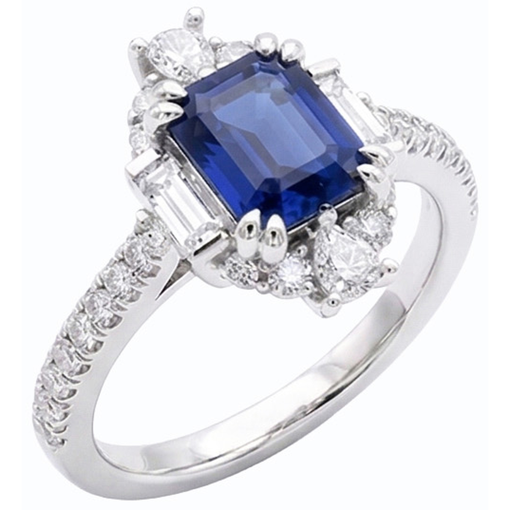 vero baguette diamante 3.50carati anello angolo laterale