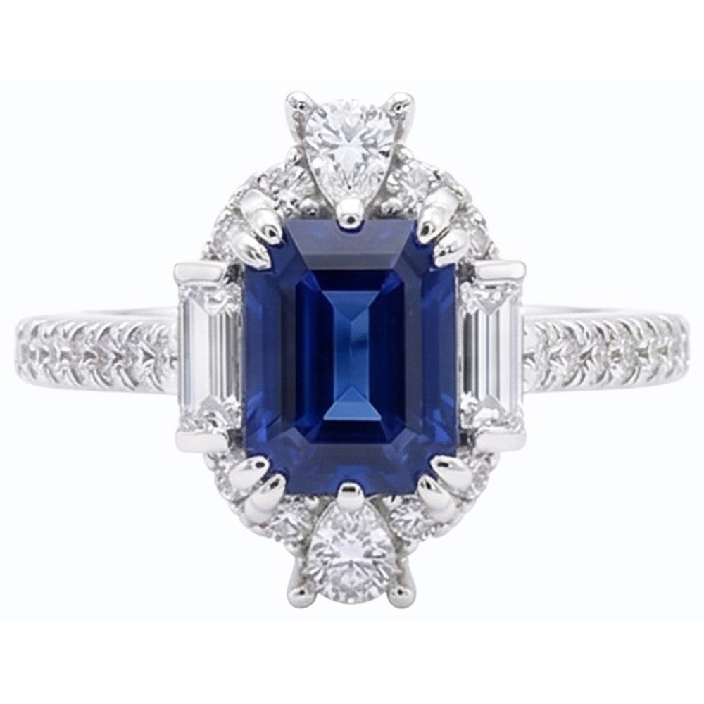 vero baguette diamante 3.50carati anello dettaglio ravvicinato