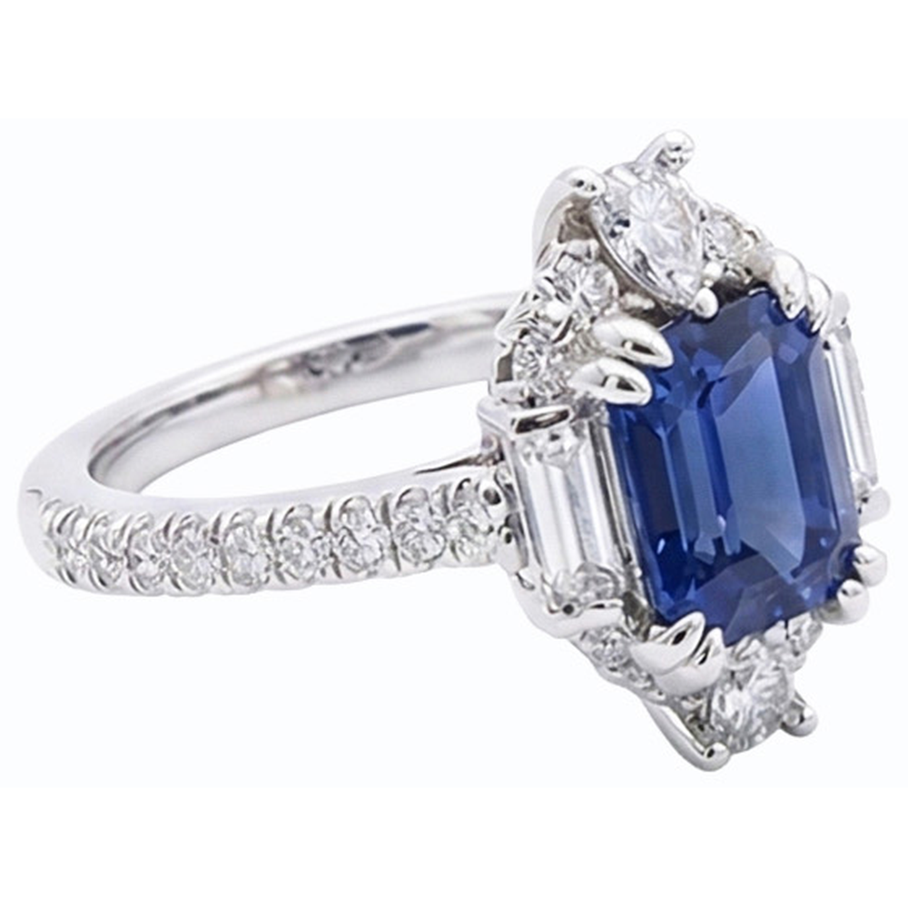 vero baguette diamante 3.50carati anello vista dall'alto