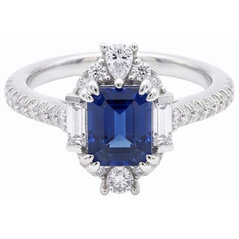 vero baguette diamante 3.50carati anello vista di profilo
