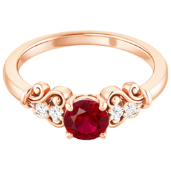Anello con rubino rotondo in oro rosa 14K da 1.40 carati