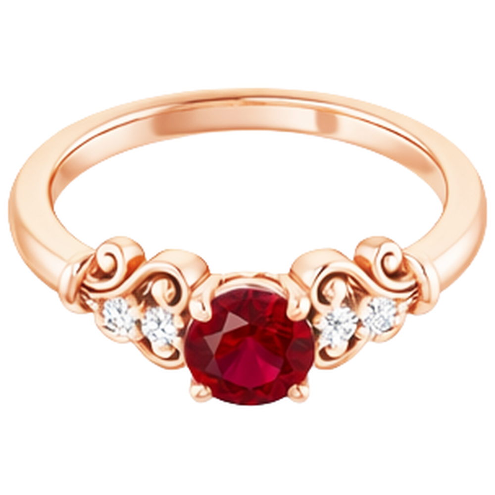 Anello con rubino rotondo in oro rosa 14K da 1.40 carati
