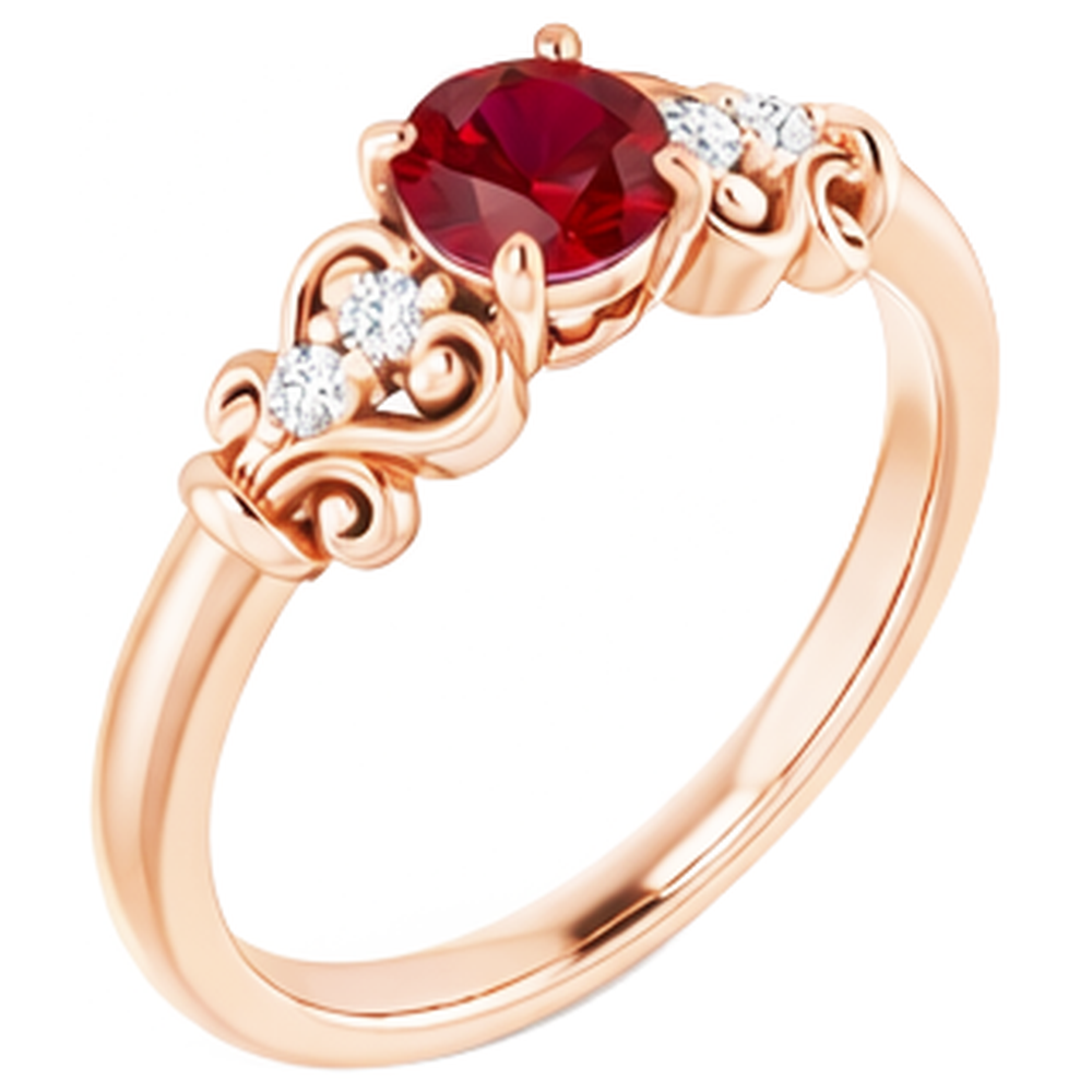 Anello con rubino rotondo in oro rosa 14K da 1.40 carati